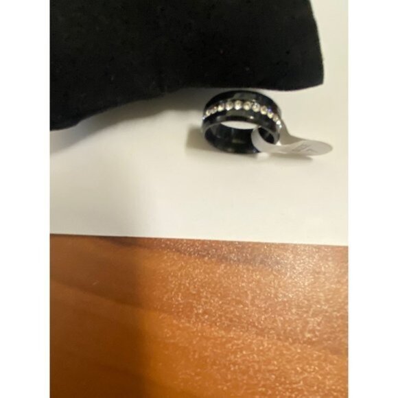 Stainless Steel Wedding Engagement Black Band Ring Size 7 Unisex - Picture 7 of 10